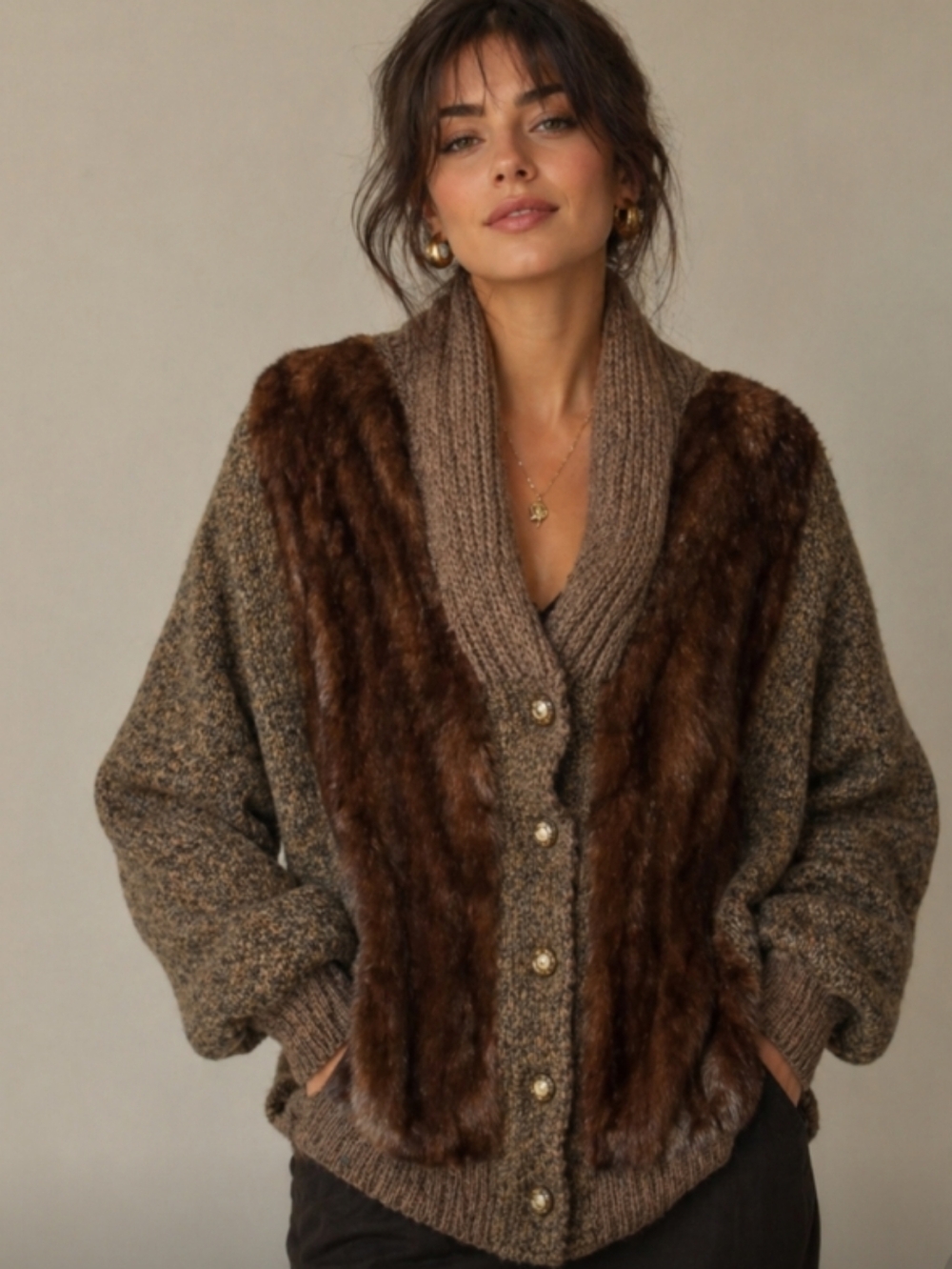 Vintage Gorgeous Rare Authentic  Douglas Furs  Wool/Fur/Knit Women's Cardigan